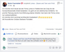 Frau Fürstaller aus Feldkirchen bei Graz, elektr. Schiebetoranlage
